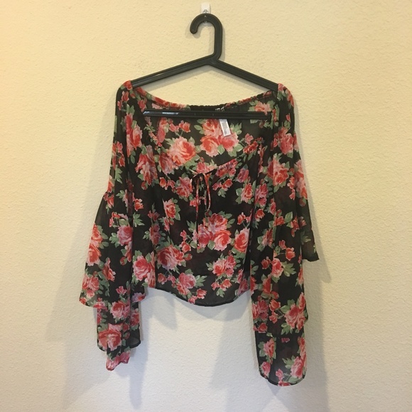 free press Tops - Free Press black and red rose off the shoulder top free press Tops - Free Press black and red rose off the shoulder top